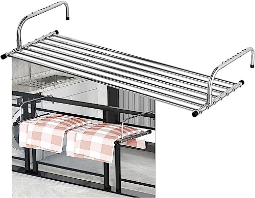 NOKTAI Heizkörper-Wäscheständer, einziehbarer Wäschetrockner, Kleidung, Wäschetrockner, Wandmontage, Faltbare Wäschetrockner, Kleidung, für Geländer, Fensterbank, 360° drehbar, einfache A