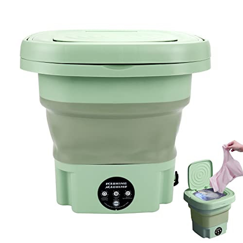 Mini Waschmaschine, 8L Tragbare Faltbare Waschmaschine mit 3 Modi, Camping Waschmaschine für Unterwäsche, Leichte Kleidung, EU-Stecker (Grün)