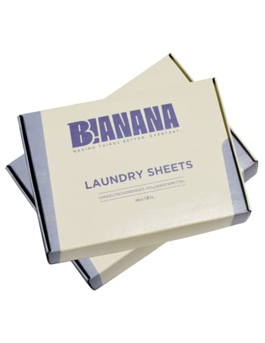 B!ANANA Waschmittel-Blätter Laundry Sheets als Vollwaschmittel - 60 Wäscheladungen - für Allergiker - Neutraler Duft