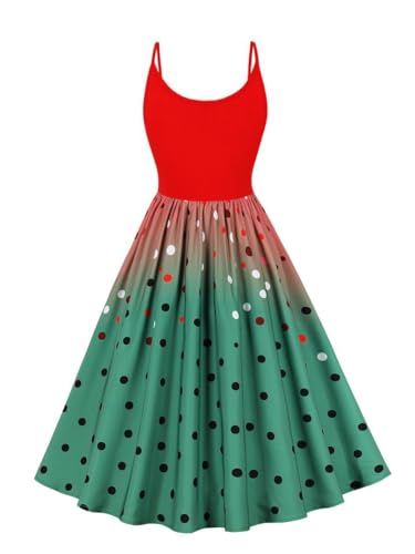 Frauen Dame Große Größe Polka dot Herbst und Winter Basis Hosenträger mid-Länge Rock-rotes-Kleid-Freizeit-Sport-Kleid