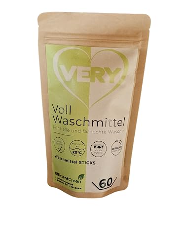 VERY Voll-Waschmittel STICKS, biologisch abbaubar & mit wasserlöslicher Folie, Inhalt 60 Waschladungen