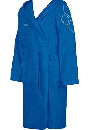 arena Unisex Frottee Bademantel Zodiaco (Weich, Wärmend, Große Kapuze, Bindegürtel, 2 Taschen), blau (Royal-Metallic Silver), L