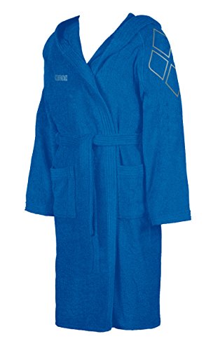 arena Unisex Frottee Bademantel Zodiaco (Weich, Wärmend, Große Kapuze, Bindegürtel, 2 Taschen), blau (Royal-Metallic Silver), L