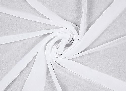 VDS Chiffon-Stoff, 91,4 m durchgehend, 111,8 cm breit/weich, durchscheinend, für Hochzeit, Verlobung, Party, Bankett, Dekoration, Baldachin, Lauben, Vorhänge, Hintergrund, Brautnähen, DIY (weiß)