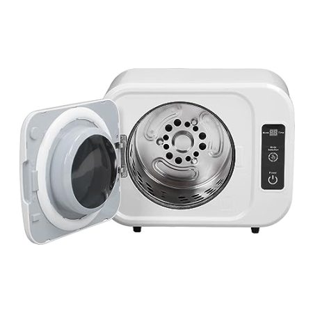 Fockety Kompakter Wäschetrockner, 300W 3 einstellbare Einstellungen Vollrotationsmodus Tragbarer Wäschetrockner Edelstahl Liner Kleine Trocknermaschine mit Abluftkanal (Weiß)