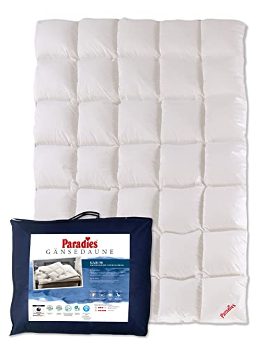 PARADIES Daunendecke 200x200 cm 1.127g - Gabi 90, Ganzjahresdecke mit 100% Baumwolle + RDS-zertifizierten Gänsedaunen/-Federn 90% Daunen + 10% Federn