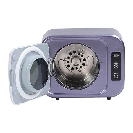 Fockety Kompakter Wäschetrockner, 300W 3 einstellbare Einstellungen Vollrotationsmodus Tragbarer Wäschetrockner Edelstahl Liner Kleine Trocknermaschine mit Abluftkanal (Lila)