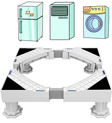 BUDOCI Waschmaschine Untergestell, Waschmaschinen Untergestell mit 4 Füße,Max 300KG Untergestell für Waschmaschine,Verstellbare Breite 44-67cm,Höhe 10-13cm Waschmaschinensockel