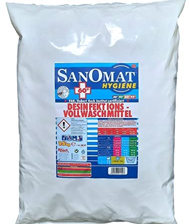Desinfektionswaschmittel Desinfektions-Vollwaschmittel 15 Kg Sanomat Hygiene Waschmittel phosphatfrei, VAH und RKI zertifiziert Wäsche-Desinfektion