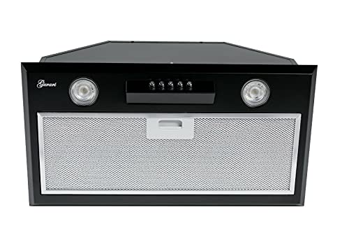 Gurari GCH B 051 52 BL inkl. Abluftschlauch, Einbau Lüfterbaustein/Deckenhaube Einbau Abzugshaube,Dunstabzugshaube 52 cm, Schwarz, 1000m³/h,Abzugshaube, Abufthaube,Umlufthaube