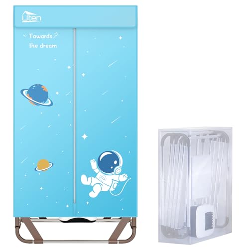 Uten Elektrischer Tragbarer Wäschetrockner, Kleiderschrank Trockenmaschine,Keine Installation erforderlich, Wäscheständer mit großer Kapazität 170cm, 1500W, Blau