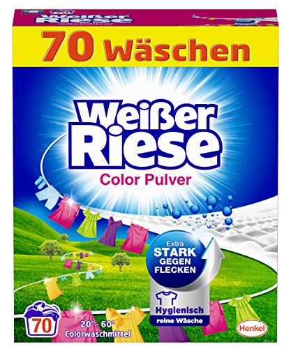 Weißer Riese Color Pulver, Colorwaschmittel, 70 Waschladungen, extra stark gegen Flecken und für hygienisch reine Wäsche