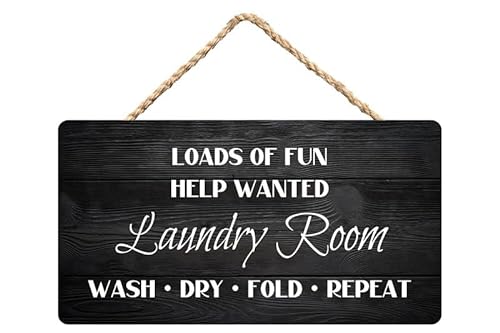 Inspirierendes Schild mit positiver Wand- und Türdekoration – viel Spaß beim Waschen, Trocknen, Falten, Wiederholen – Holzschild zum Aufhängen, rustikale Wandkunst für Zuhause, Tür, Schlafzimmer, 20,3