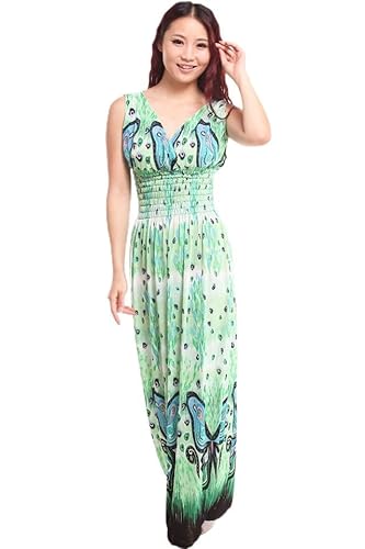Frauen Lady Strand Rock V-Ausschnitt Kleid Lange Kleid Strand Urlaub Butterfly Print Dress Leisure Sports Kleid