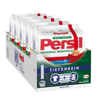Persil Universal Megaperls (5 x 16 Waschladungen), Vollwaschmittel mit Tiefenrein Technologie, Waschmittel für reine Wäsche & hygienische Frische für die Maschine, 20 °C bis 95 °C